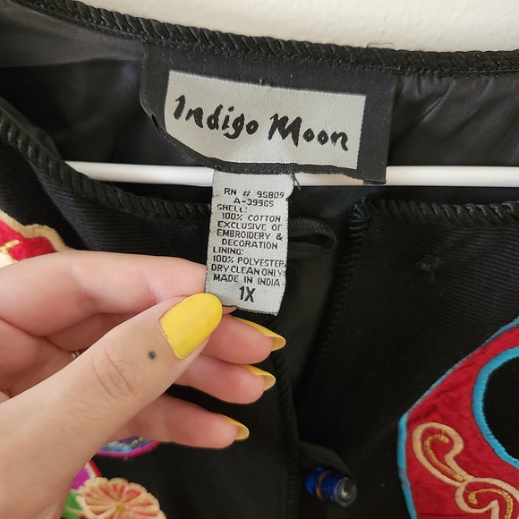 Indigo Moon Black Jacket with Colorful Embroidery - Picture 2 of 10